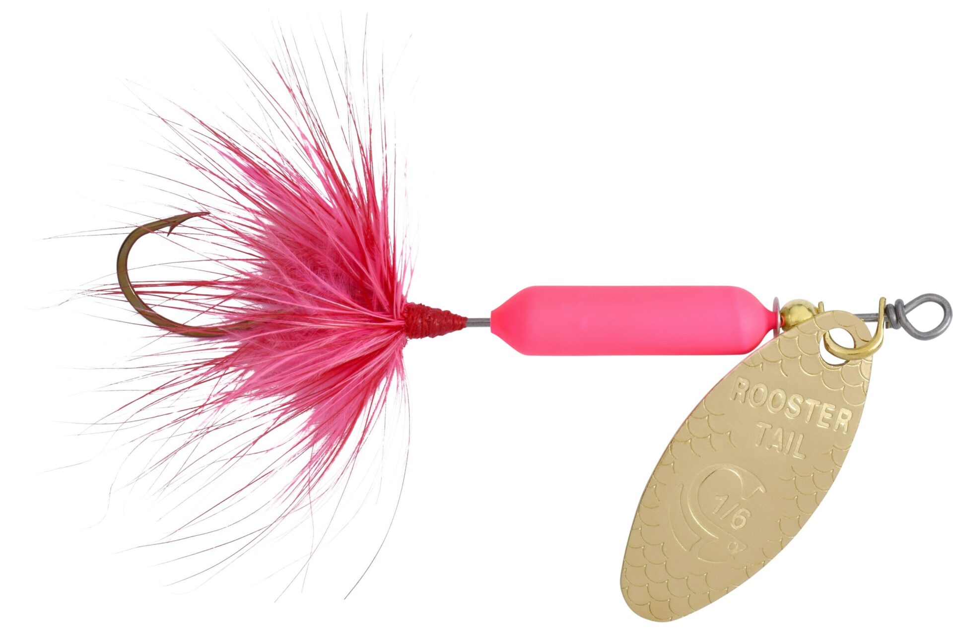 Yakima Bait Worden's Original Single Hook Rooster Tail, Inline Spinnerbait  Fishing Lure, Glitter Pink, 1/16 oz. - Yahoo Shopping